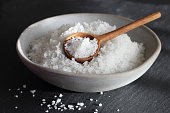 Flower of salt from Guerande - France. Traditional french natural sea salt of high quality hand - harvested in the salt marshes.