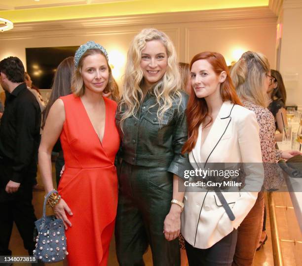 Lele Sadoughi, Veronica S. Beard and Taylor Tomasi Hill attend the "Veronica Beard: Make It Happen Dallas" event at Park House Dallas on October 21,...