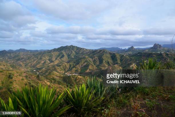 landscape cape verde santiago island - cabo verde stock-fotos und bilder