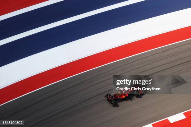 Charles Leclerc of Monaco driving the Scuderia Ferrari SF21 during practice ahead of the F1 Grand Prix of USA at Circuit of The Americas on October...