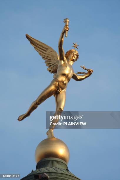 statue in bastille place, paris - bastille paris stock pictures, royalty-free photos & images