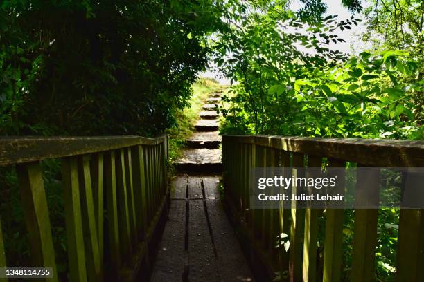 wooden bridge. - framlingham stock pictures, royalty-free photos & images