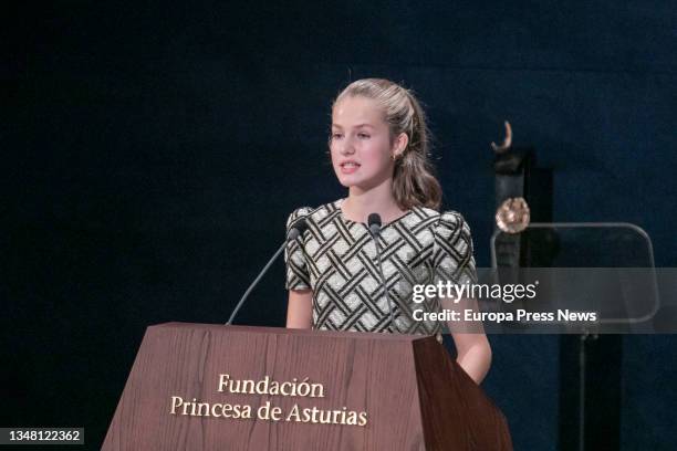 The Princess of Asturias during the 2021 Princess of Asturias Awards Ceremony at the Campoamor Theatre, 22 October 2021, in Oviedo, Asturias, Spain....