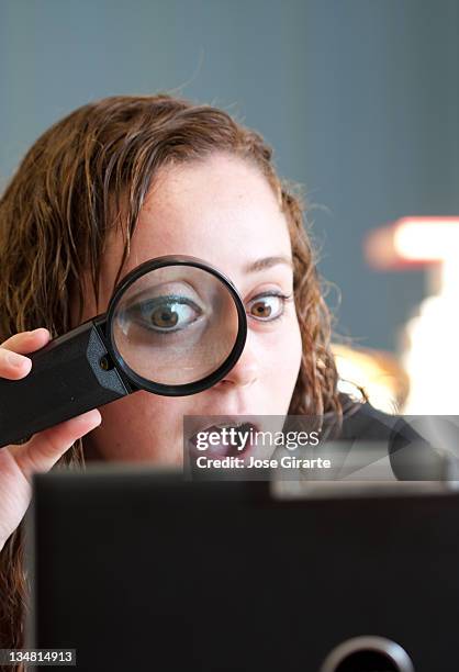 Woman Head Over Computer Screen Woman Peering Over Computer Photos and Premium High Res Pictures ...