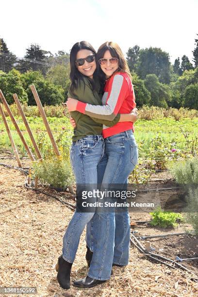Julia Jones and Fuschia Kate Sumner attend the NET-A-PORTER x MOTHER + CAROLYN MURPHY lunch and homegrown farmer's market at Thorne Family Farm on...