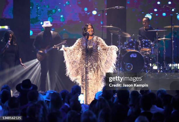 CeCe Winans performs during the 52nd GMA Dove Awards at Lipscomb Allen Arena on October 19, 2021 in Nashville, Tennessee.