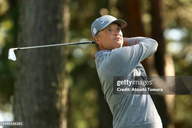 Matt Jones of Australia hits his tee shot on the 5th hole during the third round of the ZOZO Championship at Accordia Golf Narashino Country Club on...