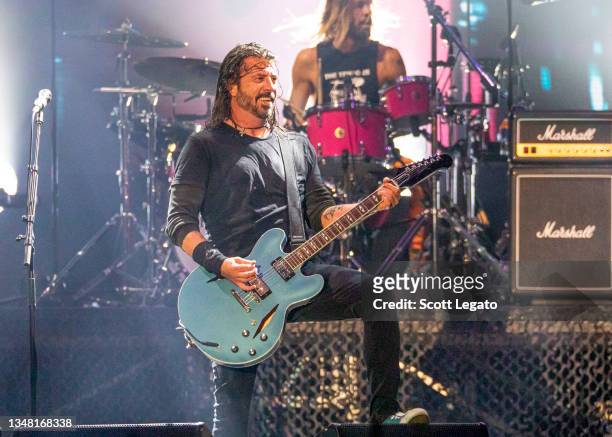 Dave Grohl of Foo Fighters performs on day 1 of Shaky Knees Festival at Atlanta Central Park on October 22, 2021 in Atlanta, Georgia.