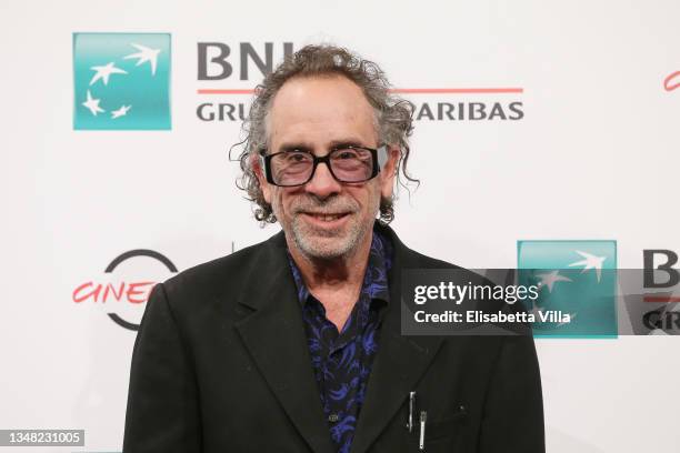 Tim Burton attends a photocall during the 16th Rome Film Fest 2021 on October 23, 2021 in Rome, Italy.