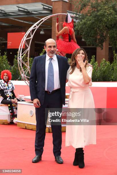 Benedetto Coccia and Maria Pia Calzone attend the red carpet of the movies "Pietro Il Grande" and "Grido Per Un Nuovo Rinascimento" during the 16th...