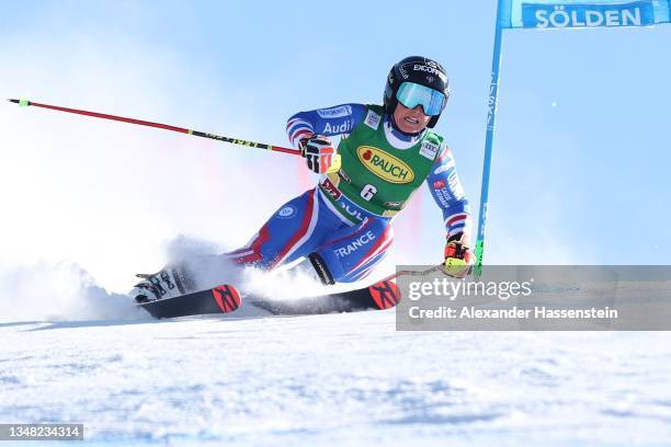 Tessa Worley of France competes in the 2nd run of the Womens Giant Slalom at Rettenbachferner during the Audi FIS Ski World Cup 2021/22 on October...