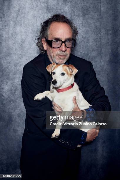 Tim Burton poses for the photographer during the 16th Rome Film Festival on October 23, 2021 in Rome, Italy.