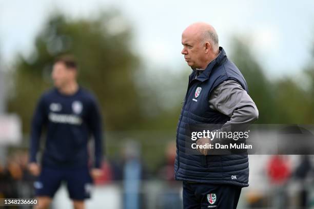 Declan Kidney, Director of Rugby of London Irish looks on prior to the Gallagher Premiership Rugby match between Exeter Chiefs and London Irish at...