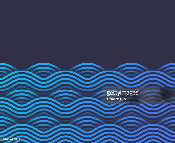 illustrazioni stock, clip art, cartoni animati e icone di tendenza di modello di sfondo della linea delle onde - mare