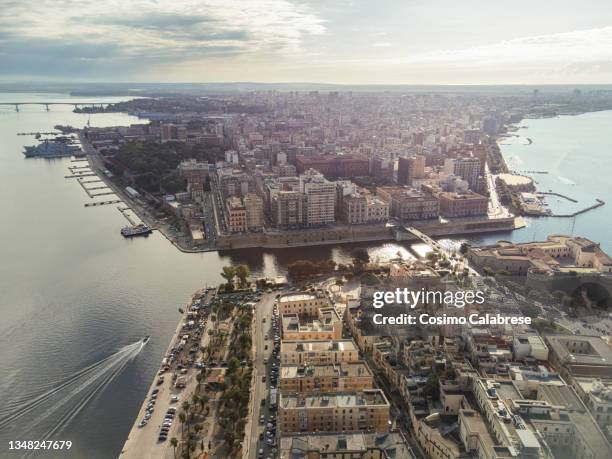 aerial view of taranto in apulia, italy - taranto stock-fotos und bilder