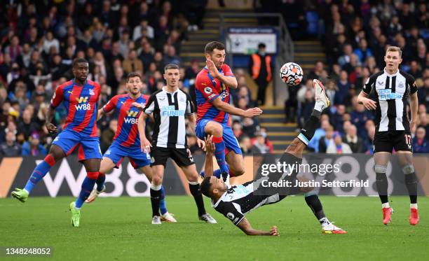 Callum Wilson of Newcastle United scores their side's first goal during the Premier League match between Crystal Palace and Newcastle United at...