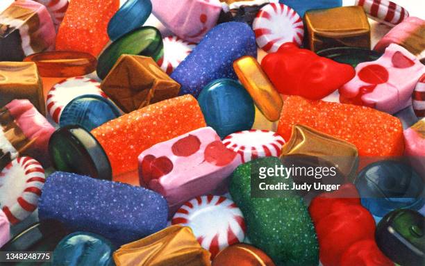 candy medley - photo realism stock illustrations