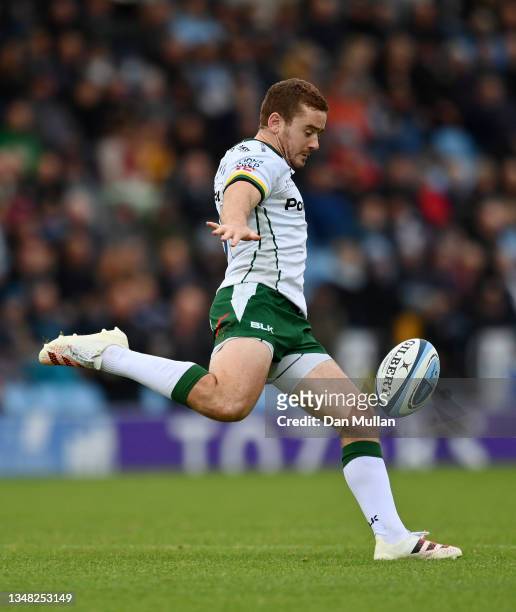 Paddy Jackson of London Irish kicks during the Gallagher Premiership Rugby match between Exeter Chiefs and London Irish at Sandy Park on October 23,...