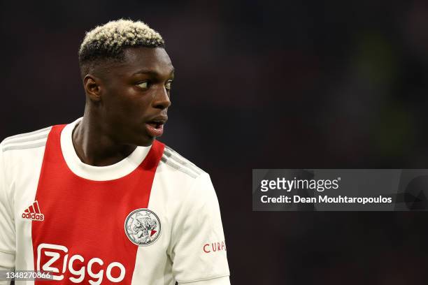 Mohamed Daramy of AFC Ajax looks on during the UEFA Champions League group C match between AFC Ajax and Borussia Dortmund at Amsterdam Arena on...