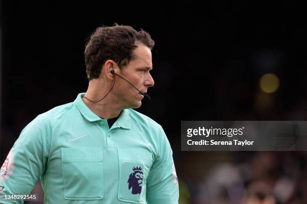 Referee Darren England during the Premier League match between Crystal Palace and Newcastle United at Selhurst Park on October 23, 2021 in London,...