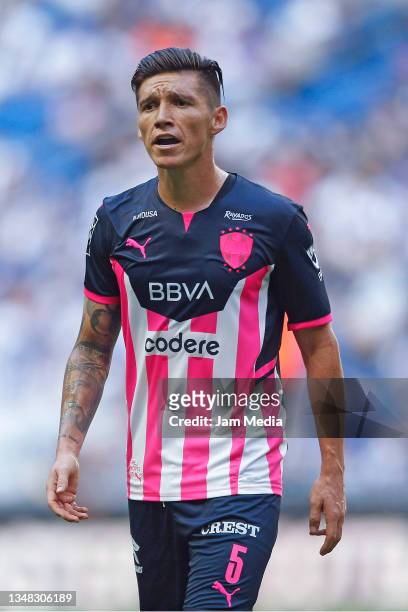 Claudio Kranevitter of Monterrey looks on during the 15th round match between Monterrey and Necaxa as part of the Torneo Grita Mexico A21 Liga MX at...