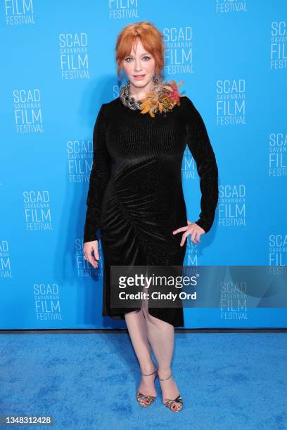 Christina Hendricks attends the opening night red carpet and screening of "Belfast" during the 24th SCAD Savannah Film Festival on October 23, 2021...