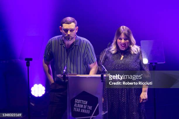 James Graham of The Twilight Sad and Tiny Changes officer Sandra Gordon introduce the Modern Scottish Classic prize during the Scottish Album Of The...