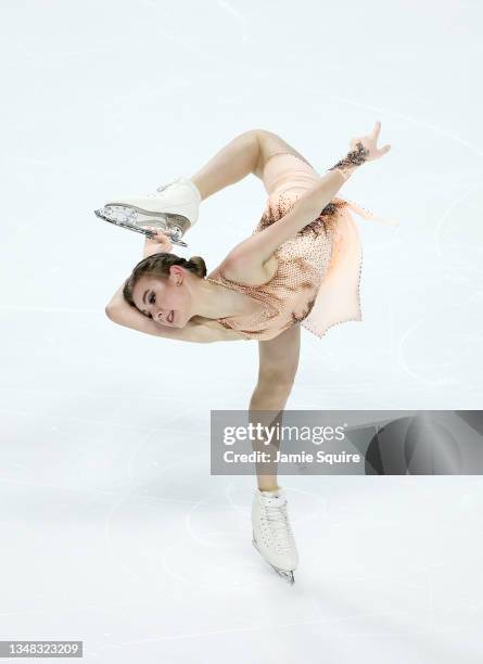 Daria Usacheva of Russia compete during the Women's Short Program of the ISU Grand Prix of Figure Skating - Skate America at Orleans Arena on October...