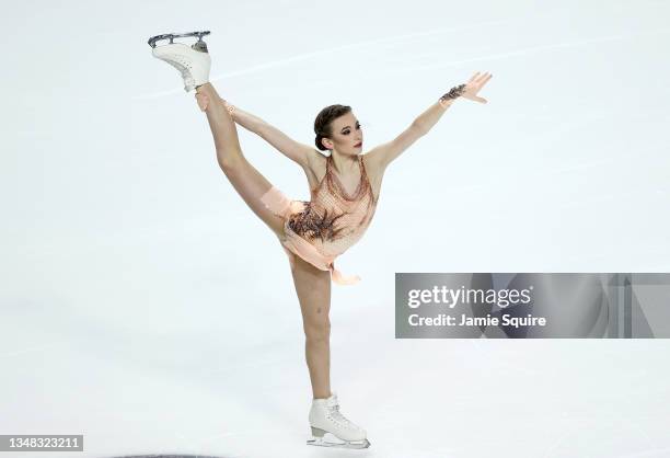 Daria Usacheva of Russia compete during the Women's Short Program of the ISU Grand Prix of Figure Skating - Skate America at Orleans Arena on October...