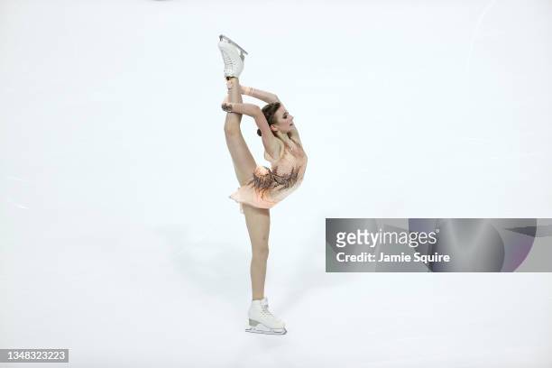 Daria Usacheva of Russia compete during the Women's Short Program of the ISU Grand Prix of Figure Skating - Skate America at Orleans Arena on October...