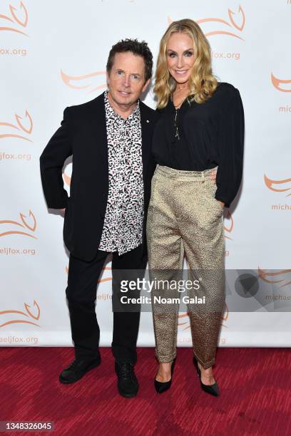 Michael J. Fox and Tracy Pollan attend the 2021 A Funny Thing Happened On The Way To Cure Parkinson's gala on October 23, 2021 in New York City.