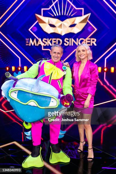 Pierre Littbarski and Janin Ullmann during the second show of the 5th season of "The Masked Singer" at MMC Studios on October 23, 2021 in Cologne,...