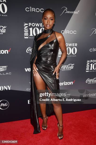 Justine Skye attends the 2021 Ebony Power 100 Presented By Verizon at The Beverly Hilton on October 23, 2021 in Beverly Hills, California.