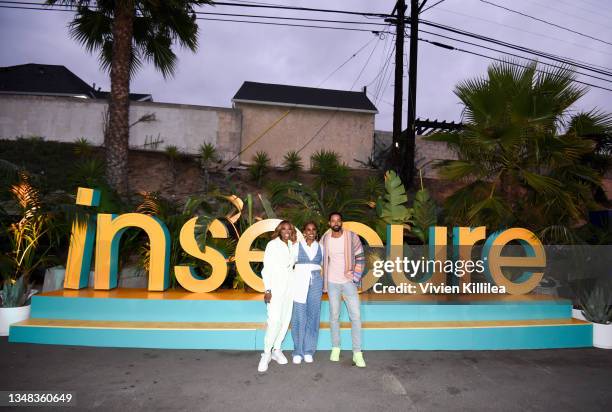 Yvonne Orji, Issa Rae and Jay Ellis attend HBO Celebrates The Final Season Of 'Insecure' With Insecure Fest on October 23, 2021 in Los Angeles,...