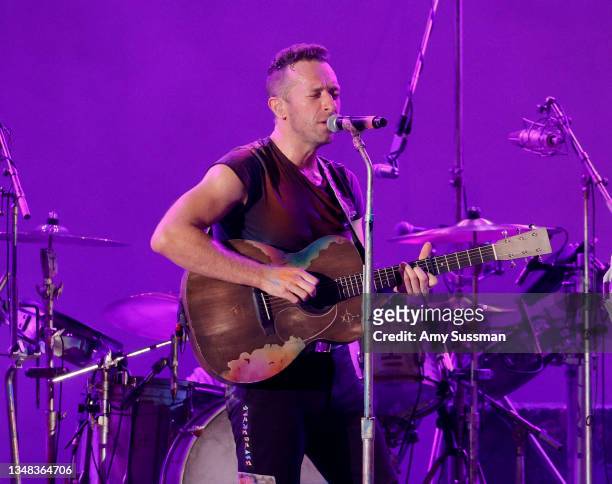 Chris Martin of Coldplay performs onstage during the 8th annual "We Can Survive" concert hosted by Audacy at Hollywood Bowl on October 23, 2021 in...