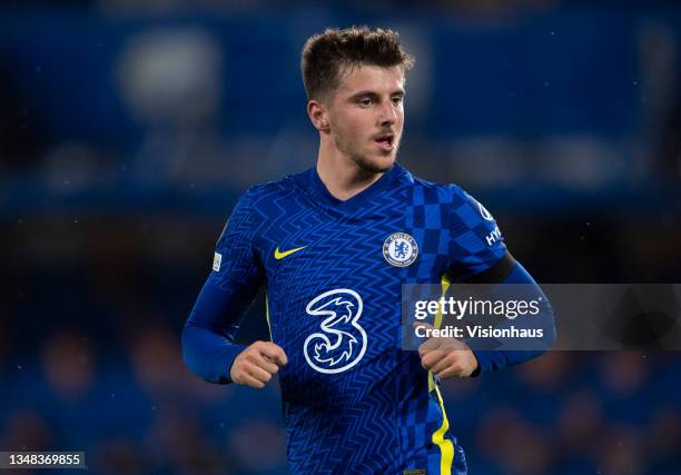 Mason Mount of Chelsea during the UEFA Champions League group H match between Chelsea FC and Malmo FF at Stamford Bridge on October 20, 2021 in...