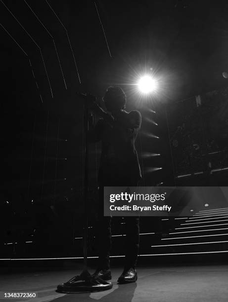 Singer Marc Anthony performs during a stop of his Pa'lla Voy tour at Michelob ULTRA Arena on October 23, 2021 in Las Vegas, Nevada.