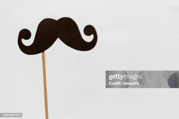moustache photo booth props against white background. father's day. men's health awareness month - masculinidade imagens e fotografias de stock