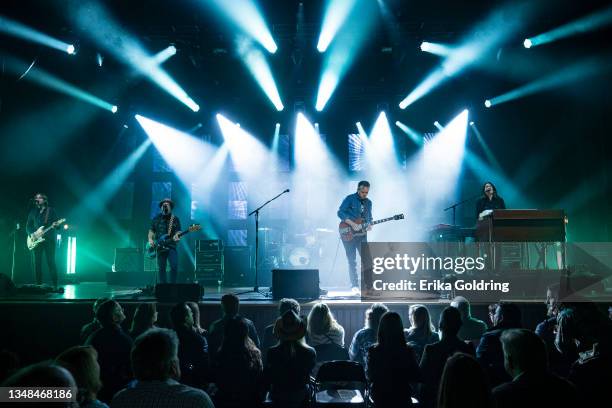 Sadler Vaden, Jimbo Hart, Chad Gamble, Jason Isbell and Derry deBorja of Jason Isbell & The 400 Unit perform at Ryman Auditorium on October 23, 2021...