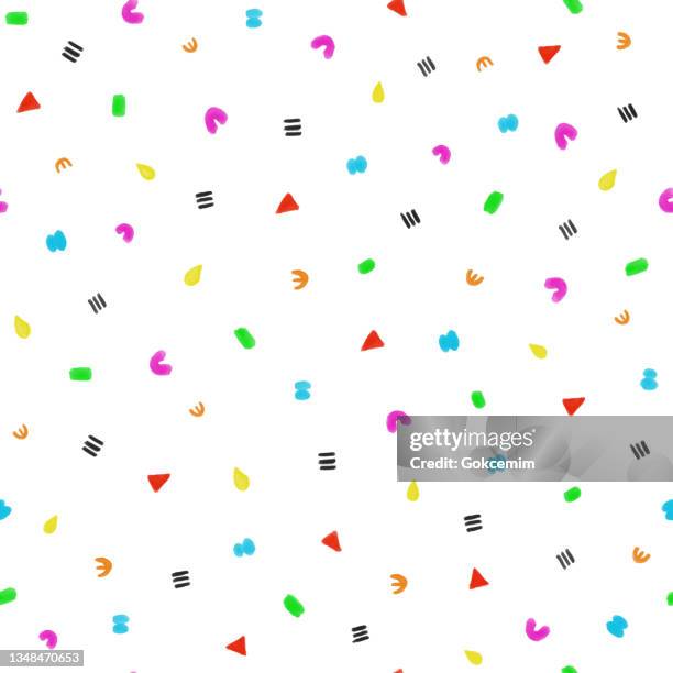 multicolored cornflakes seamless pattern. cute childish background with different kind of sweetened corn cereals isolated on a white background. design element for birthday greeting cards and labels, abstract background. - muesli stock illustrations