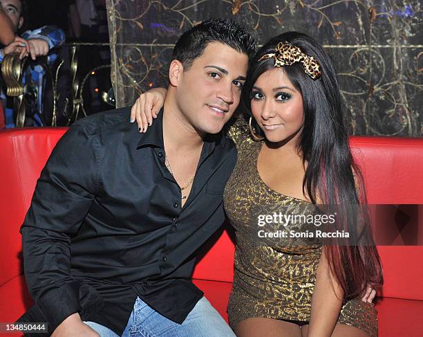 Jionni LaValle and Nicole "Snooki" Polizzi attend Luxy Entertainment Complex on December 3, 2011 in Toronto, Canada.