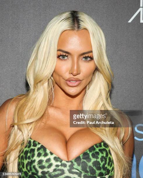 Model Lindsey Pelas attends the "Once Upon A Time On Halloween: A Tribute To Hef" at Madame Tussauds on October 23, 2021 in Hollywood, California.