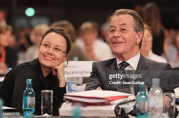 Franz Muentefering, former Chairman of the German Social Democrats , and his wife Michelle attend the SPD annual federal congress on December 4, 2011...