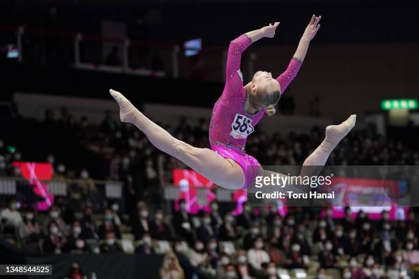 Angelina Melnikova of RGF competes in the Women's Floor Exercise Final during the Apparatus Finals on day seven of the 50th FIG Artistic Gymnastics...