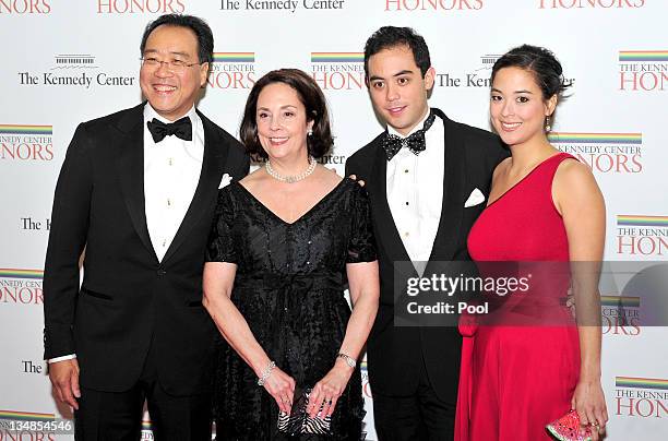 Yo-Yo Ma, Jill Hornor Ma, son Nicholas and daughter Emily Ma arrive for the formal Artist's Dinner honoring the recipients of the 2011 Kennedy Center...