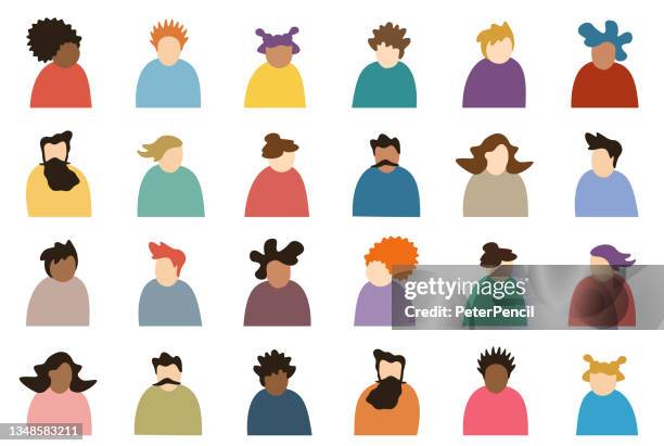 avatar abstract modern people figures set - profile diverse faces for social network - vector illustration - face covered stock illustrations