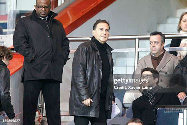 French Minister Eric Besson attends the French Ligue 1 match between Paris Saint Germain and Auxerre at Parc des Princes on December 4, 2011 in...