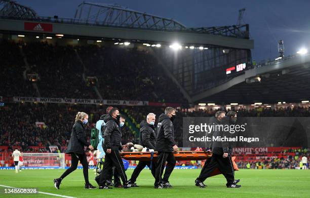 General view insidea the stadium as Naby Keita of Liverpool is stretchered off following a challenge by Paul Pogba of Manchester United leading to a...