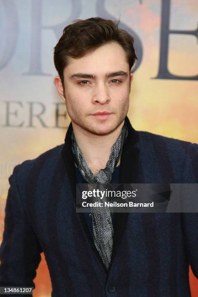 Actor Ed Westwick attends the "War Horse" world premiere at Avery Fisher Hall at Lincoln Center for the Performing Arts on December 4, 2011 in New...