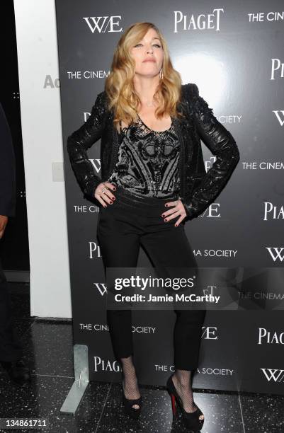 Madonna attends the Cinema Society & Piaget screening of "W.E." at The Museum of Modern Art on December 4, 2011 in New York City.